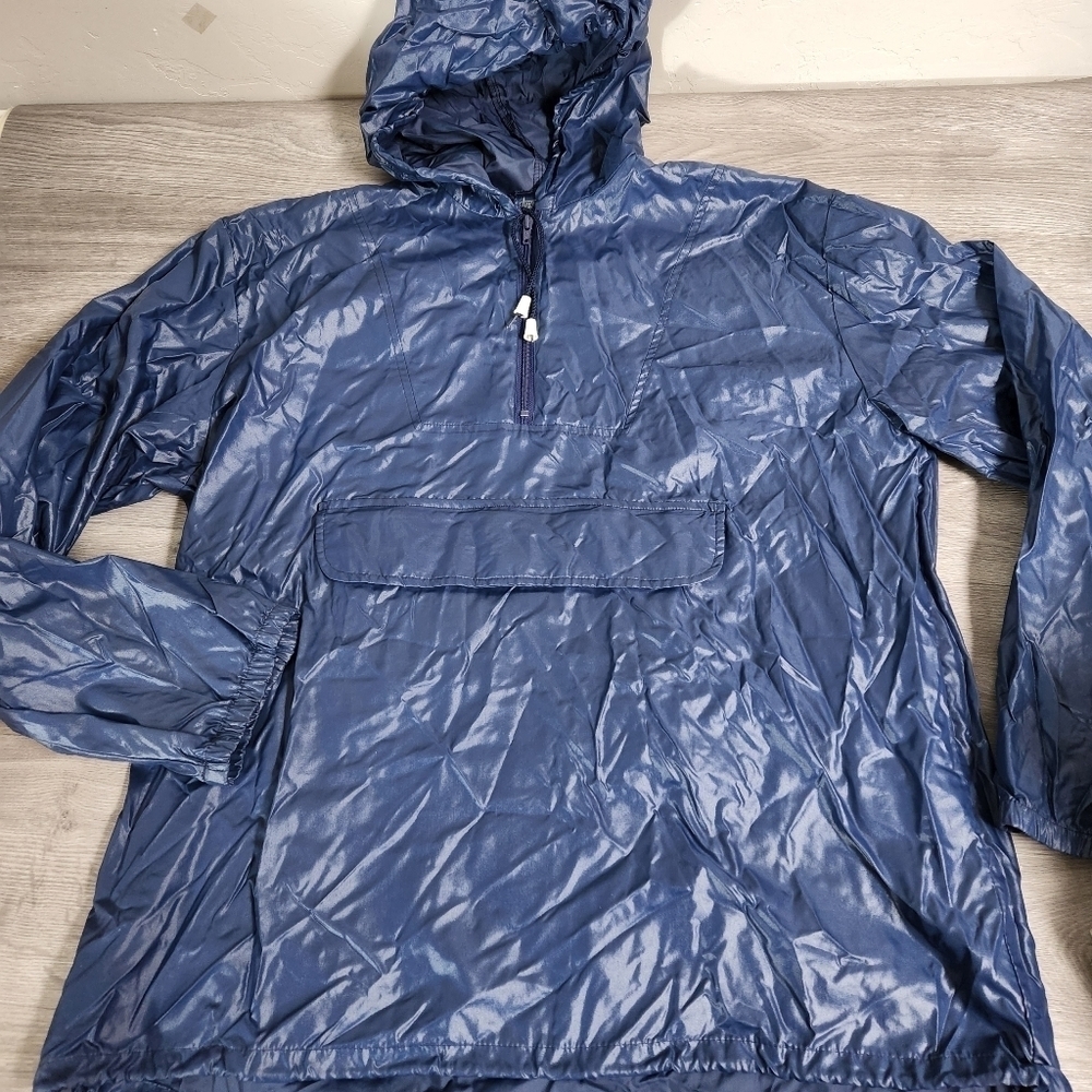 Whitefish Bay Blue Jacket L Pullover Kangaroo Zip‎ Pocket Windproof Waterproof L